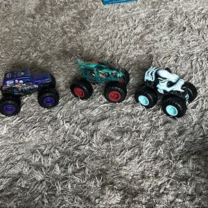 Hot Wheels Monster Truck Toy Set - Purple, Teal, and White